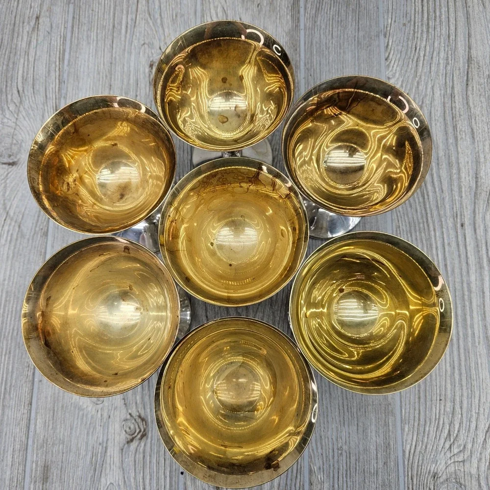 Valero Spain EPB Silver Plated Wine Grape Vine Goblets Set of 7 Chalices VRO2